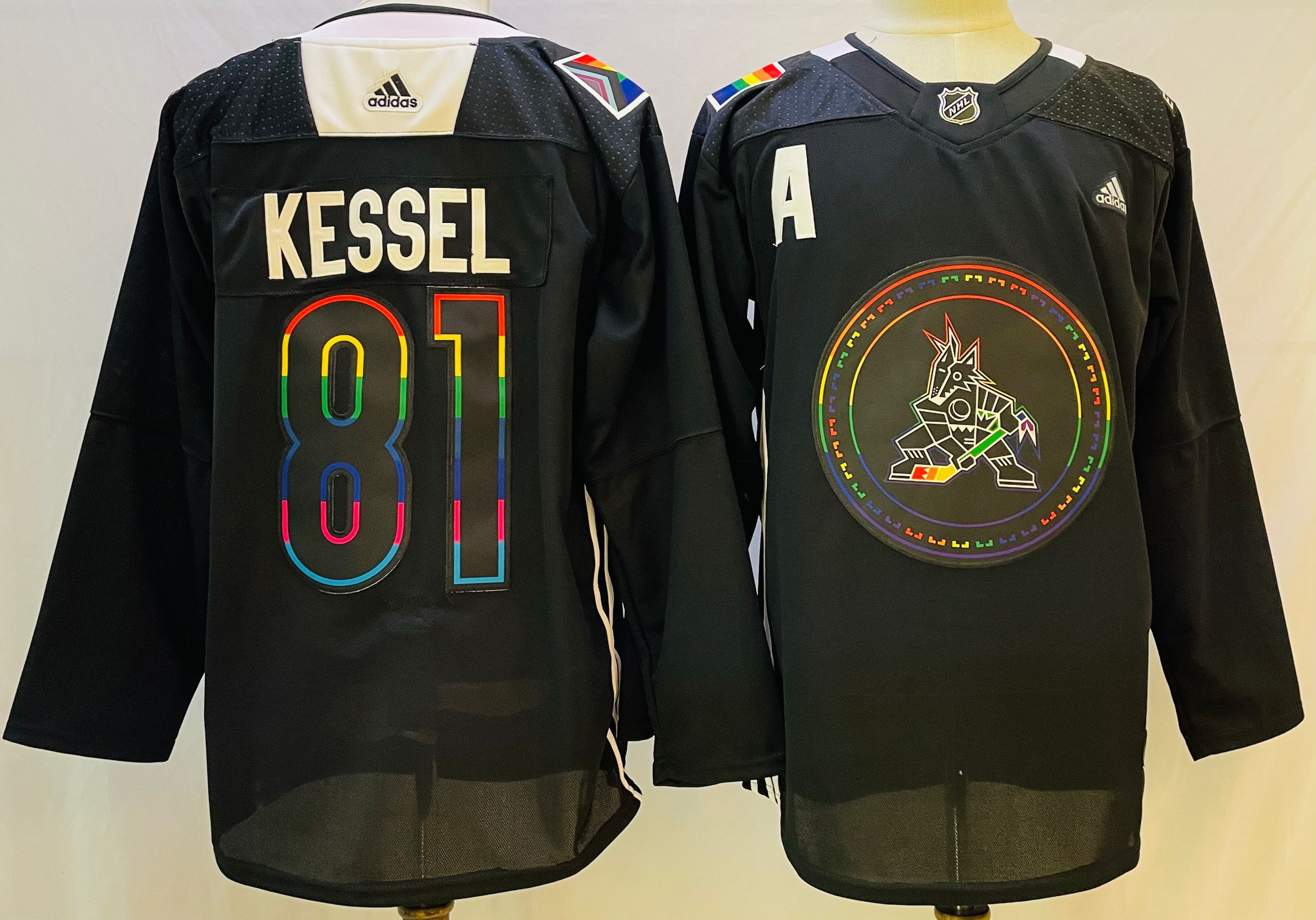 Men Arizona Coyotes #81 Kessel Black Stitched 2022 Adidas NHL Jersey
